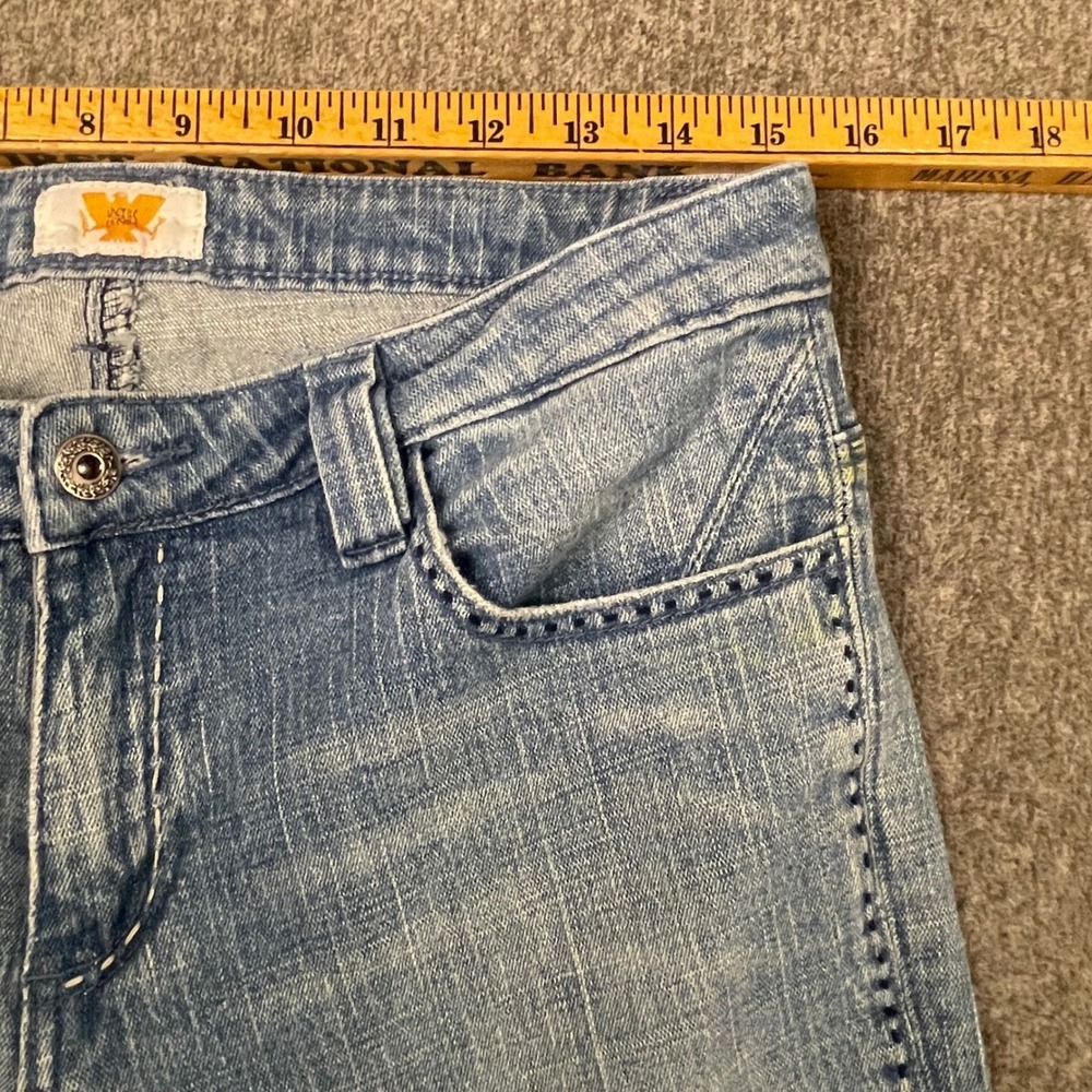 VTG Y2K Antik Denim Jeans Women's 31 Light‎ Wash Flare Leg Embellished Pockets - Picture 8 of 11